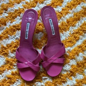 Manolo Blahnik Pink Slide Sandals